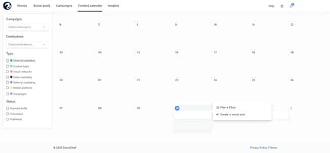 StoryChief calendar