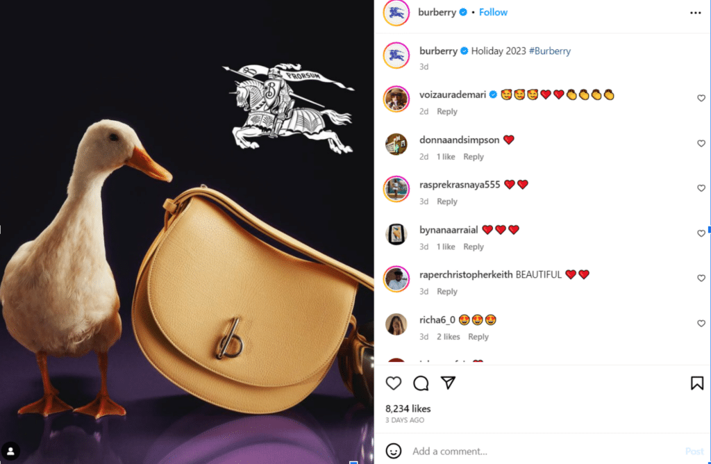 burberry social media post 