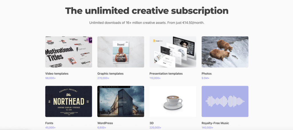 Envato Elements homepage