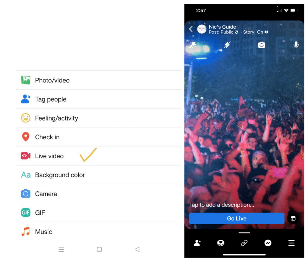 FACEBOOK LIVE MOBILE VERSION