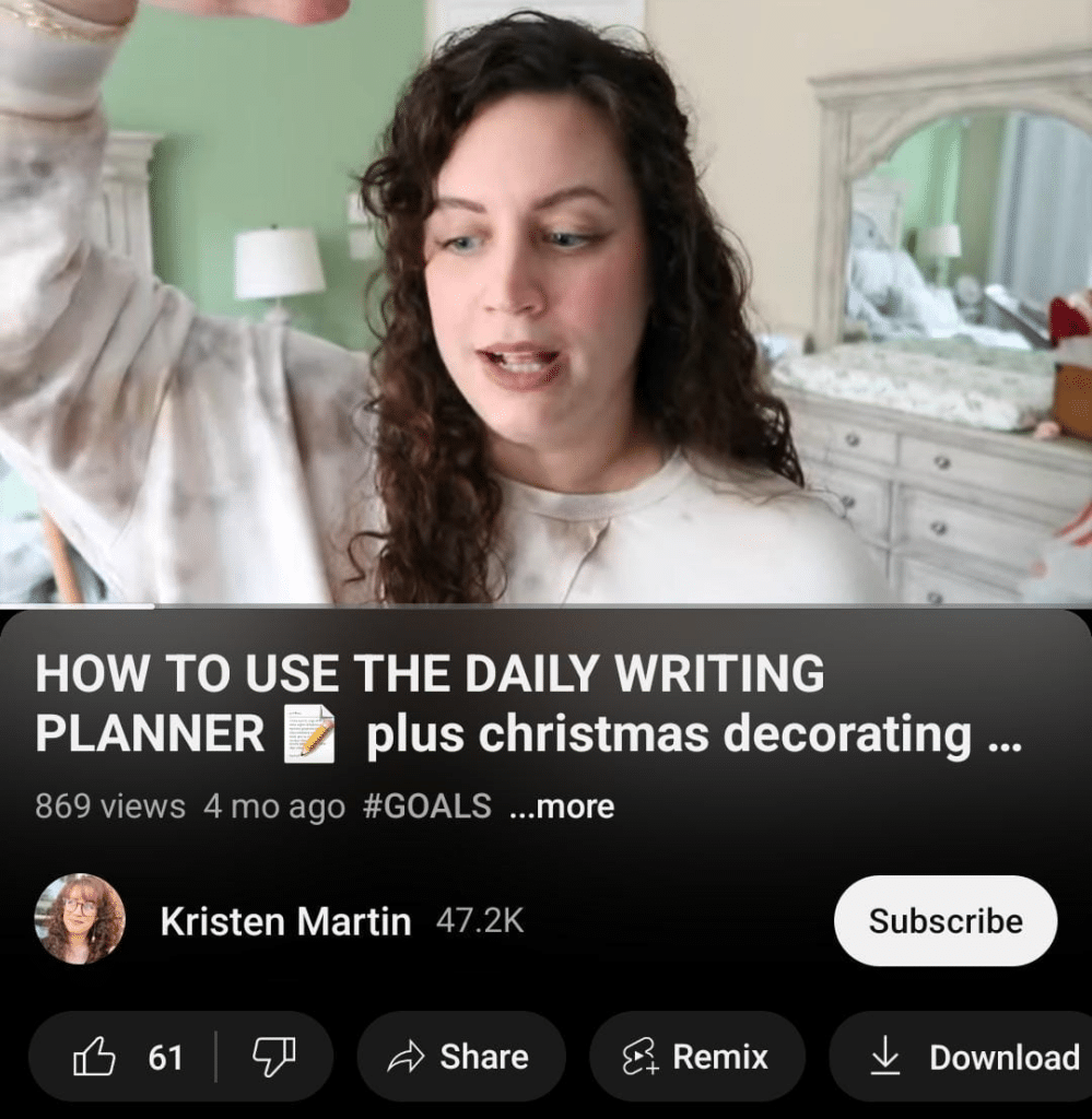 YouTube video of writer Kristen Martin