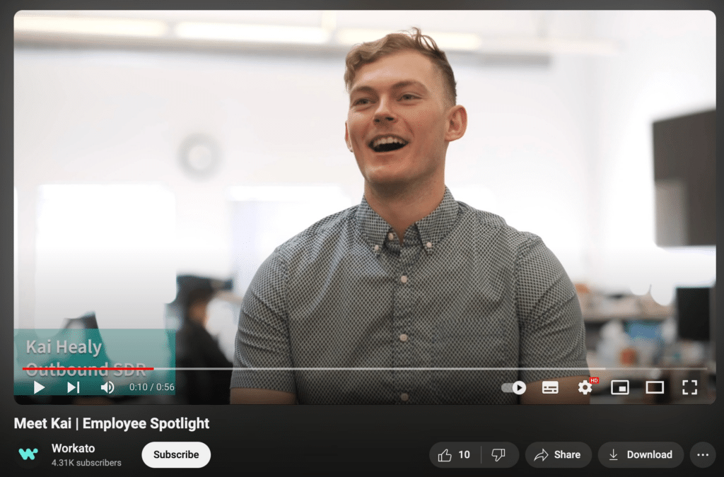 screenshot of Workato Employee Spotlight Stories video