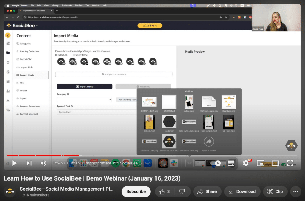 socialbee webinar youtube video