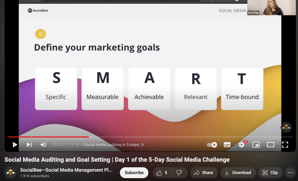 screenshot of SocialBee social media challenge webinar