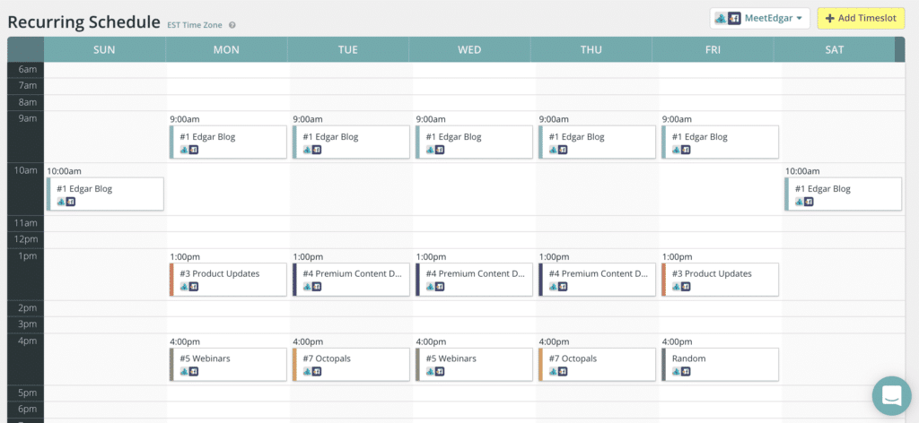 MeetEdgar calendar dashboard