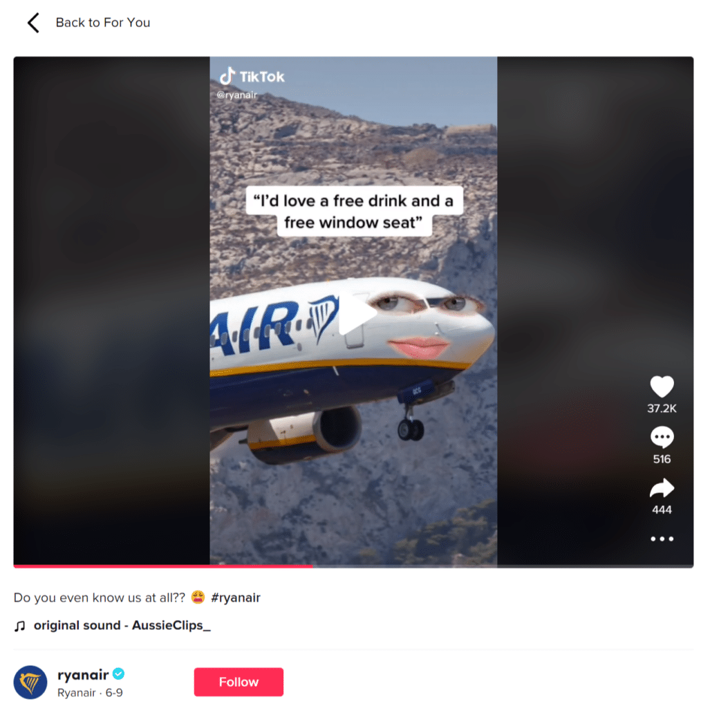 RyanAir Tiktok