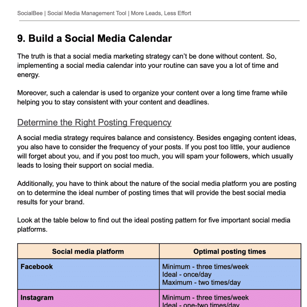 social media calendar