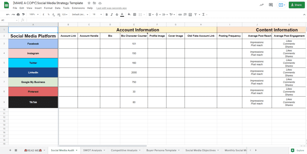 social media strategy template